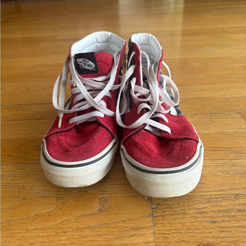 Vans Kids Red and White High-Top Sneakers